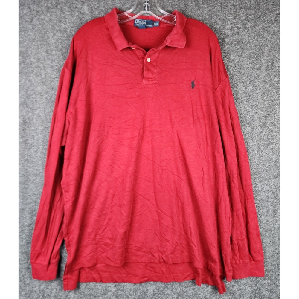Polo Ralph Lauren Polo Shirt Mens XXL Red Long Sleeve Cotton Classic Pony Logo